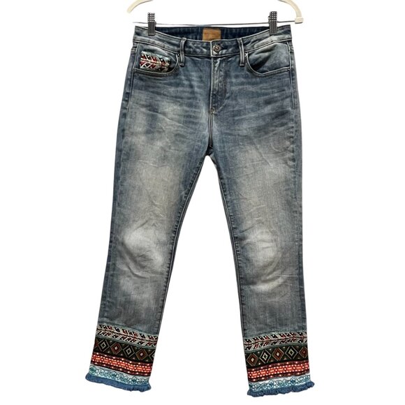 Driftwood Colette Lightwash Embroidered Hem Jeans, Cropped, 27 - Picture 1 of 10